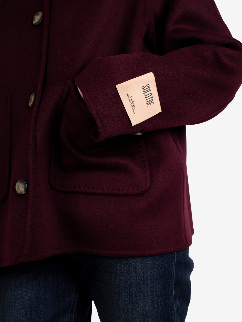 Cappotto corto in lana borgogna