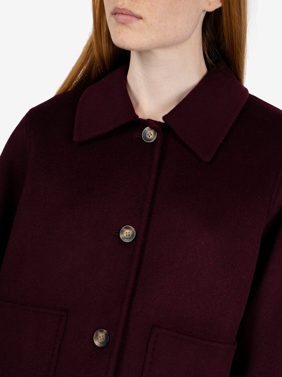 Cappotto corto in lana borgogna