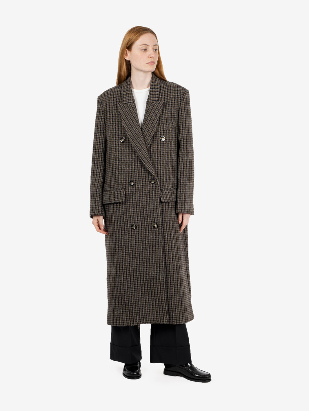 Green houndstooth oversized coat
