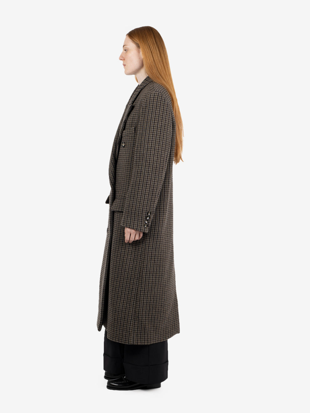 Cappotto over pied-de-poule verde