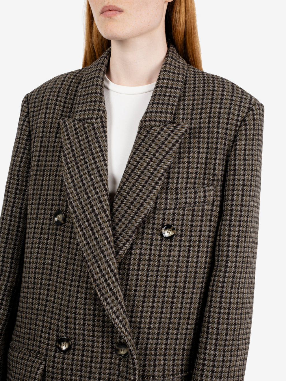 Cappotto over pied-de-poule verde