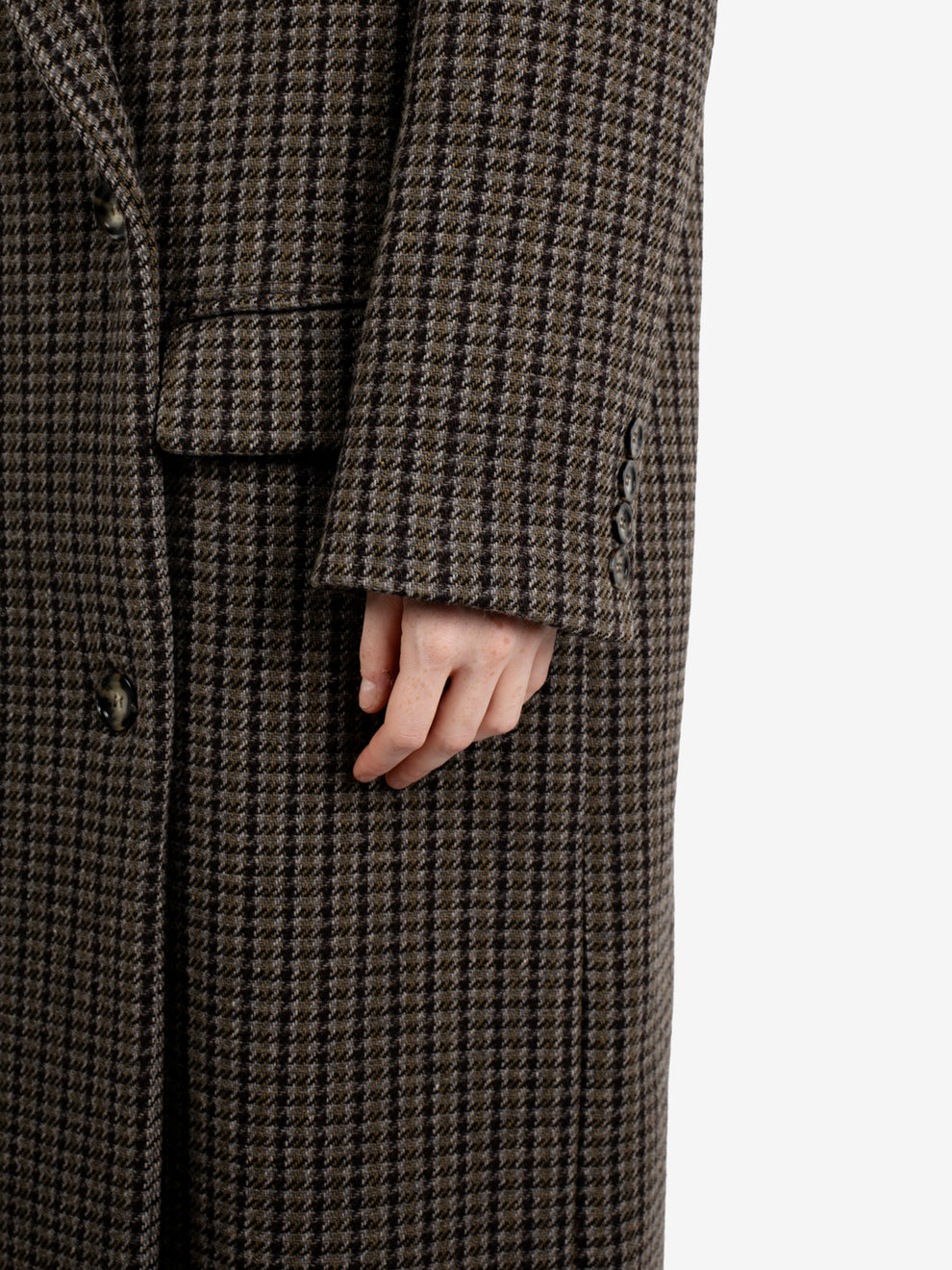 Cappotto over pied-de-poule verde