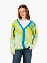 SOLOTRE - Cardigan jaquard multicolor verde / blu