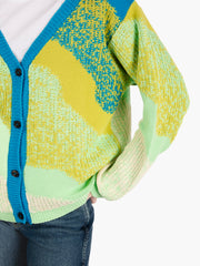 SOLOTRE - Cardigan jaquard multicolor verde / blu