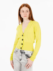 SOLOTRE - Cardigan con bottoni lime