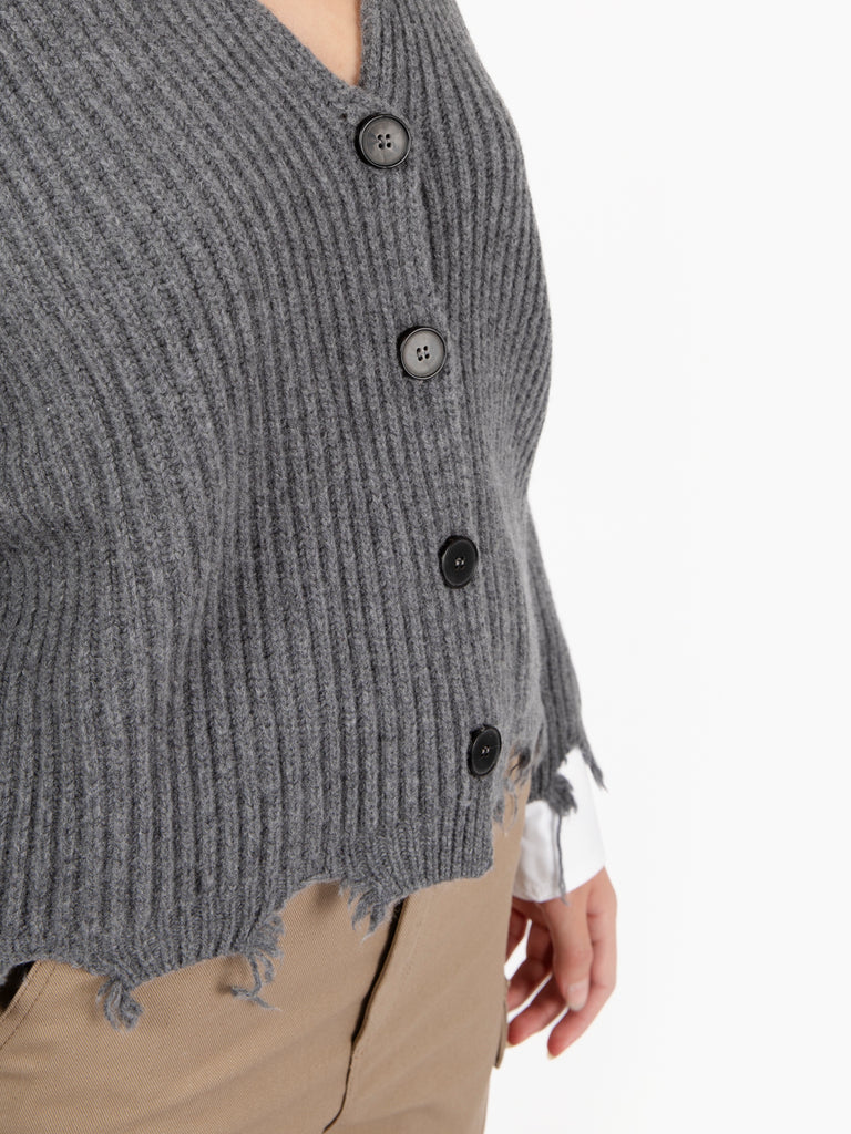 SOLOTRE - Cardigan con polsini camicia grigio