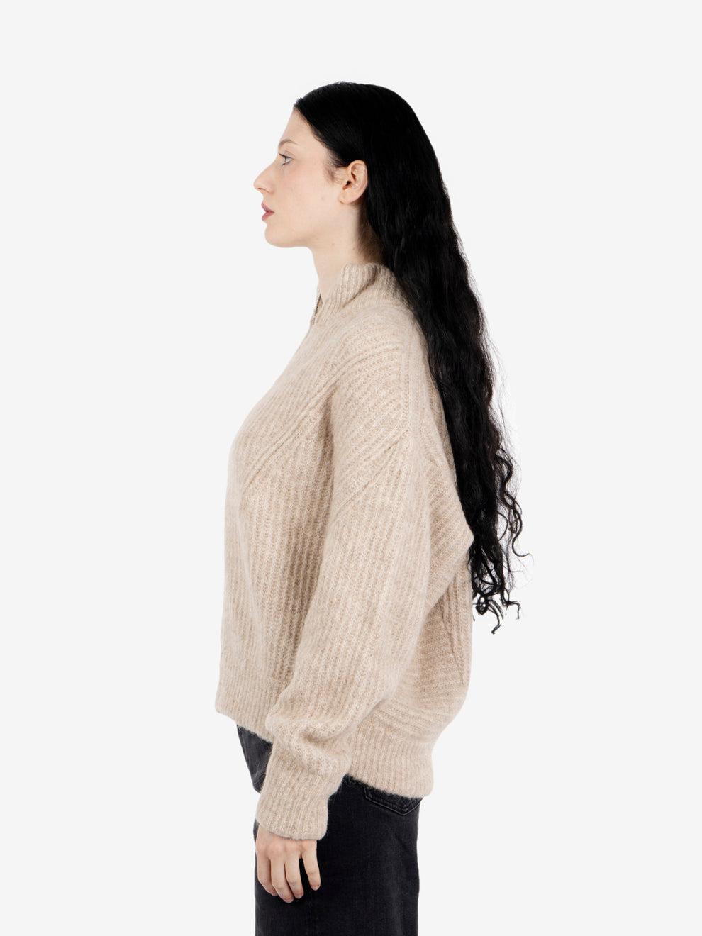 Cardigan con zip champagne