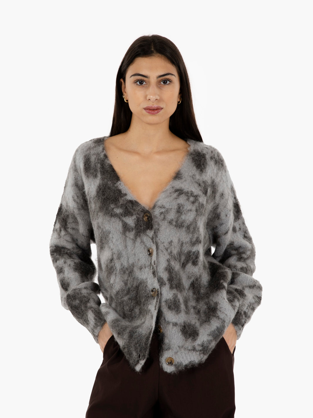 Cardigan effetto pelo alluminio