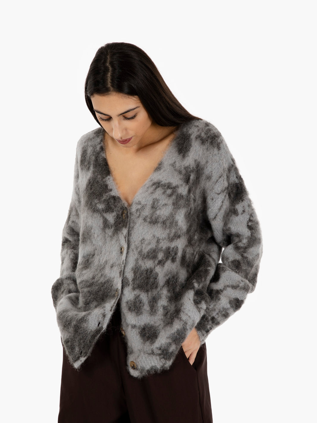 Cardigan effetto pelo alluminio