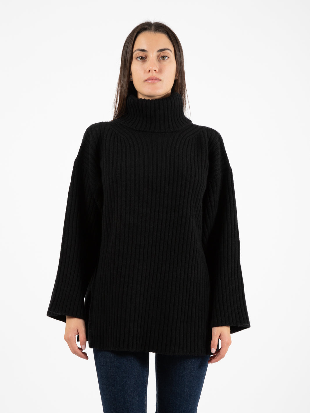 Black ribbed turtleneck