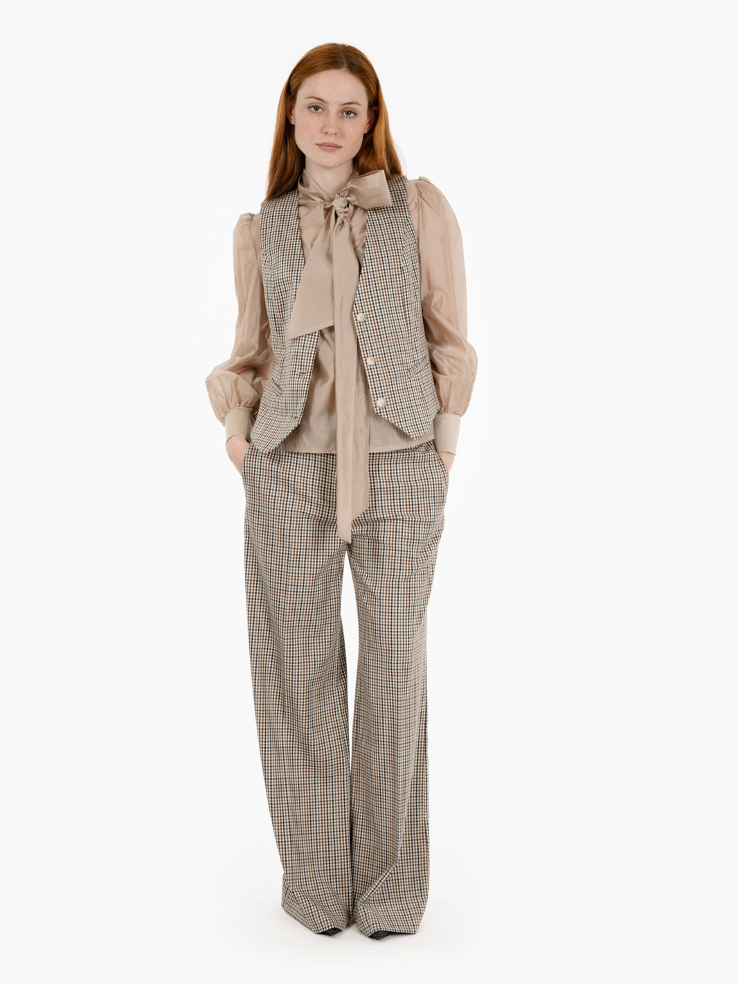 Gilet check beige / multicolor