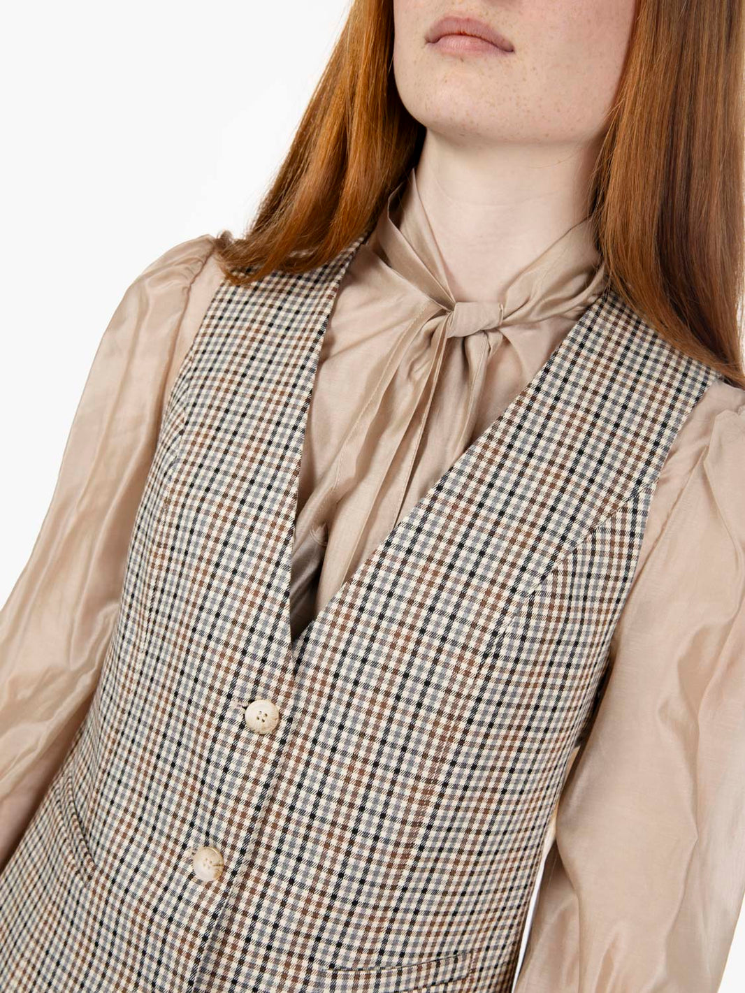 Gilet check beige / multicolor