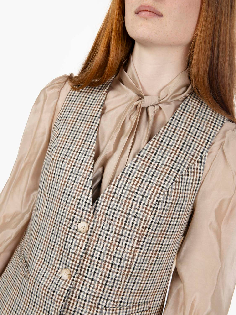 Gilet check beige / multicolor