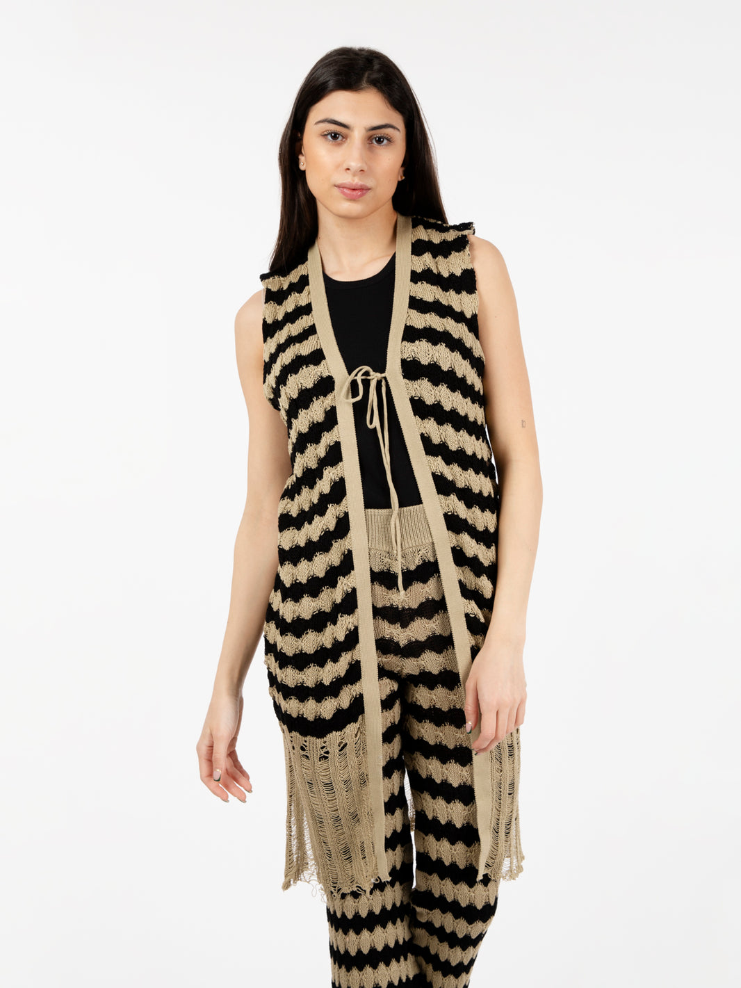 Sand striped cotton vest