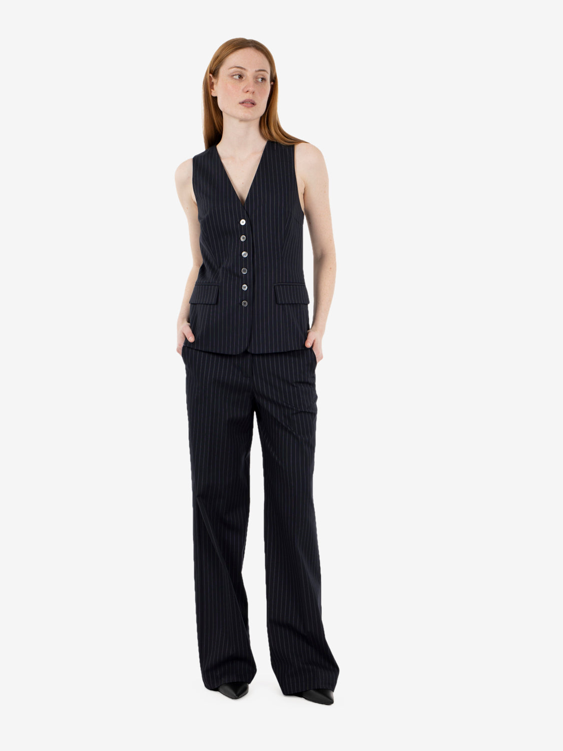 Gilet gessato blu
