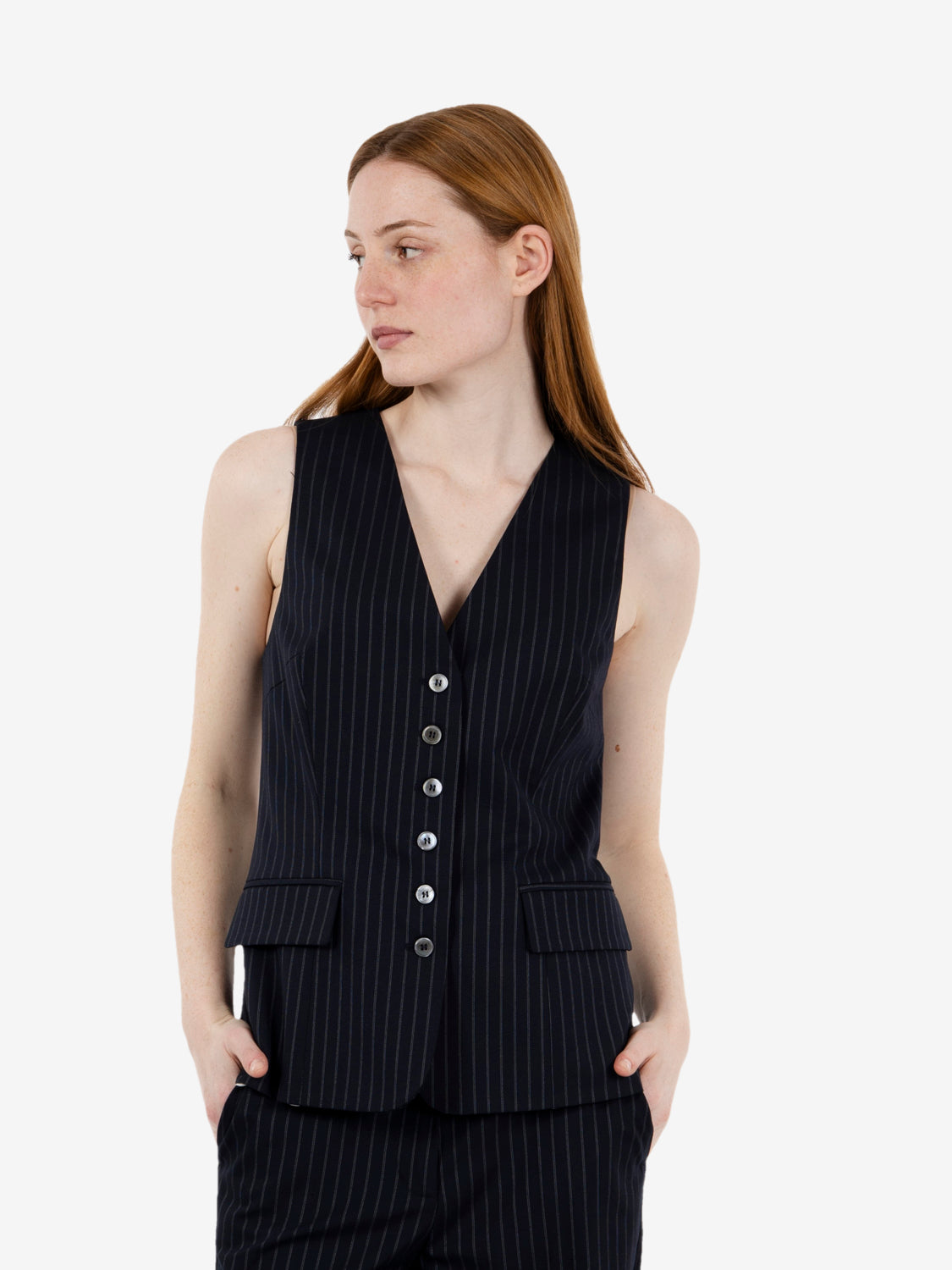 Gilet gessato blu