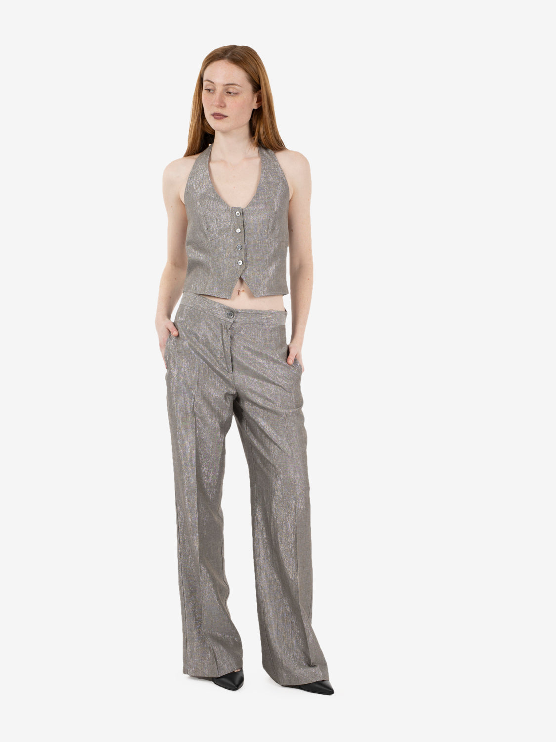 Silver palazzo trousers