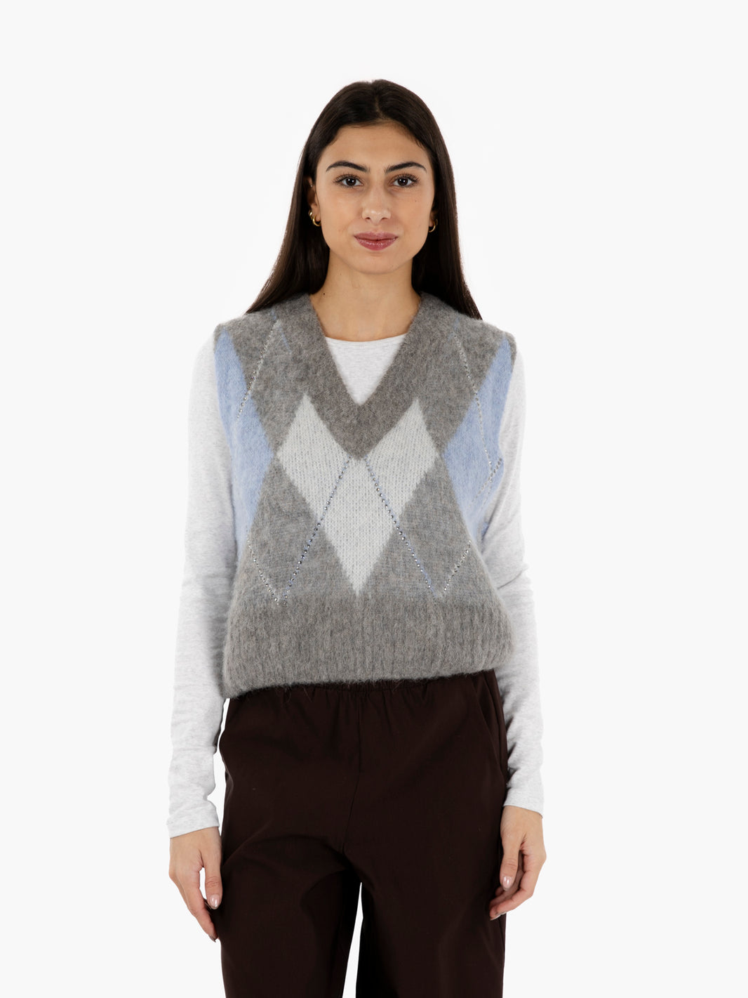 Gilet losanghe alluminio / cerulio