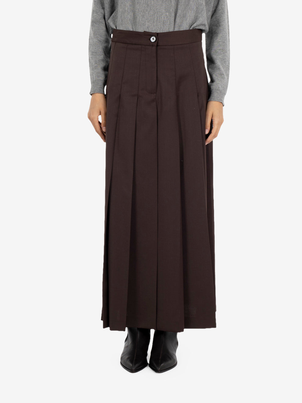 Cocoa pleated maxi skirt