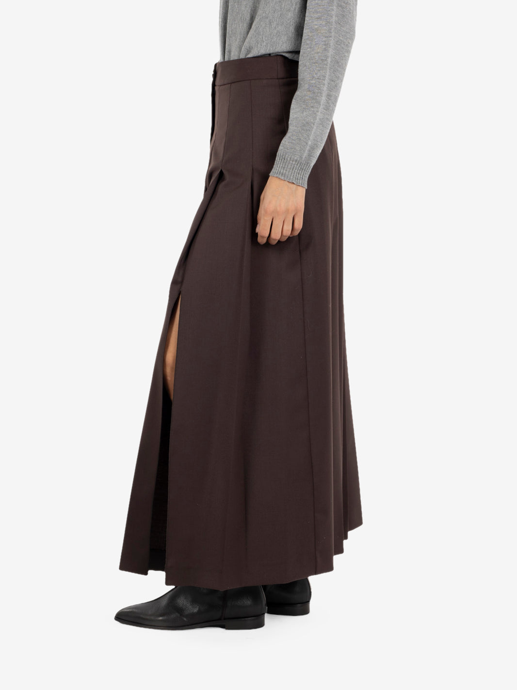 Cocoa pleated maxi skirt