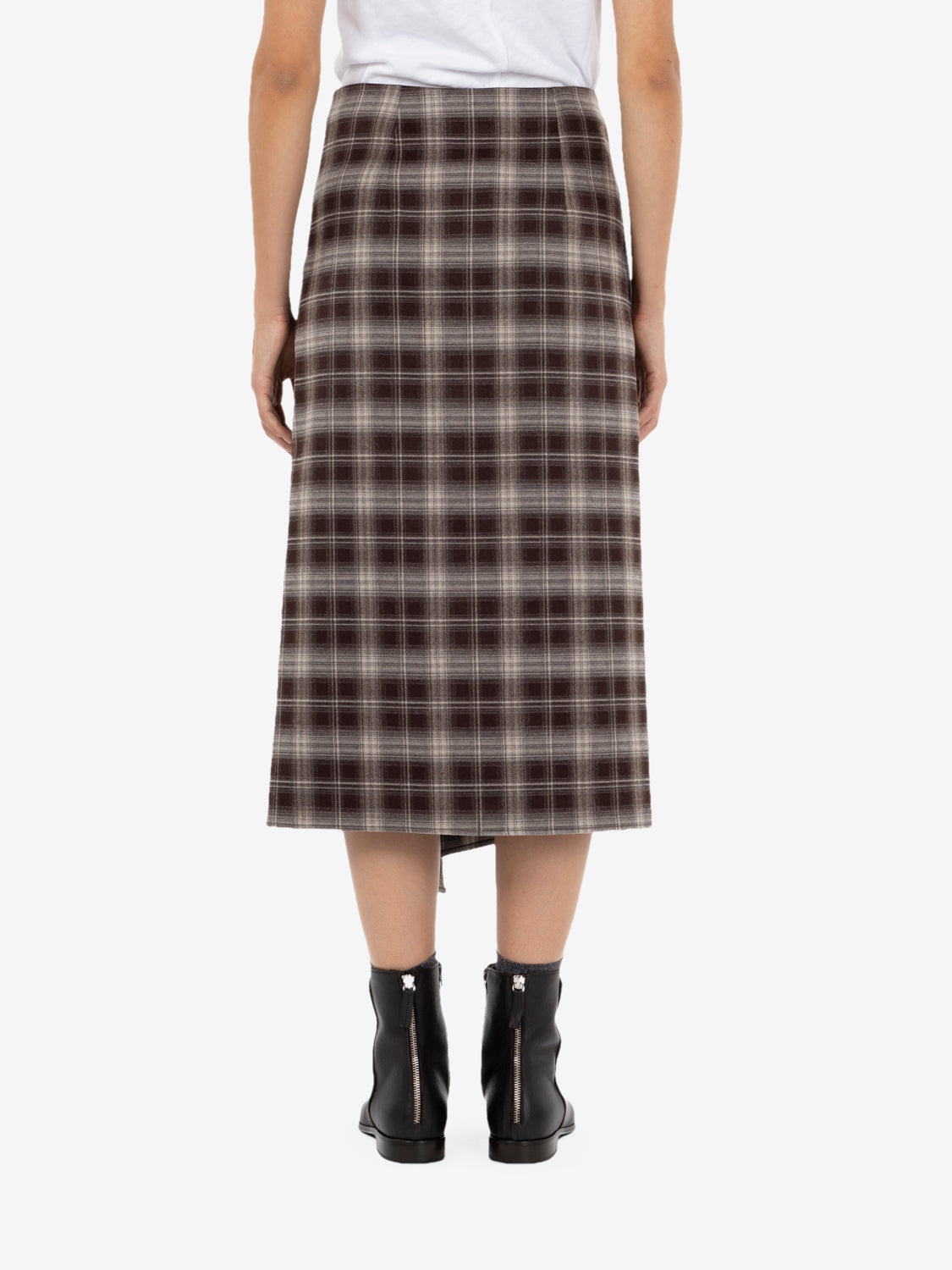 Midi check cocoa skirt