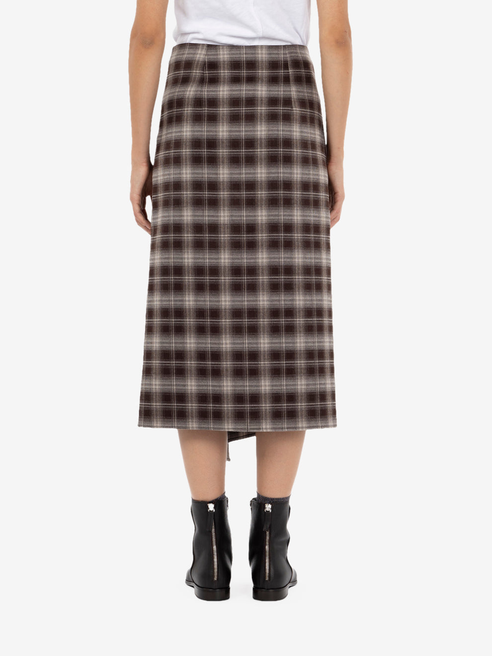 Midi check cocoa skirt