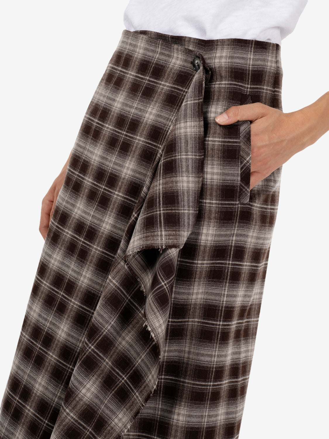 Midi check cocoa skirt