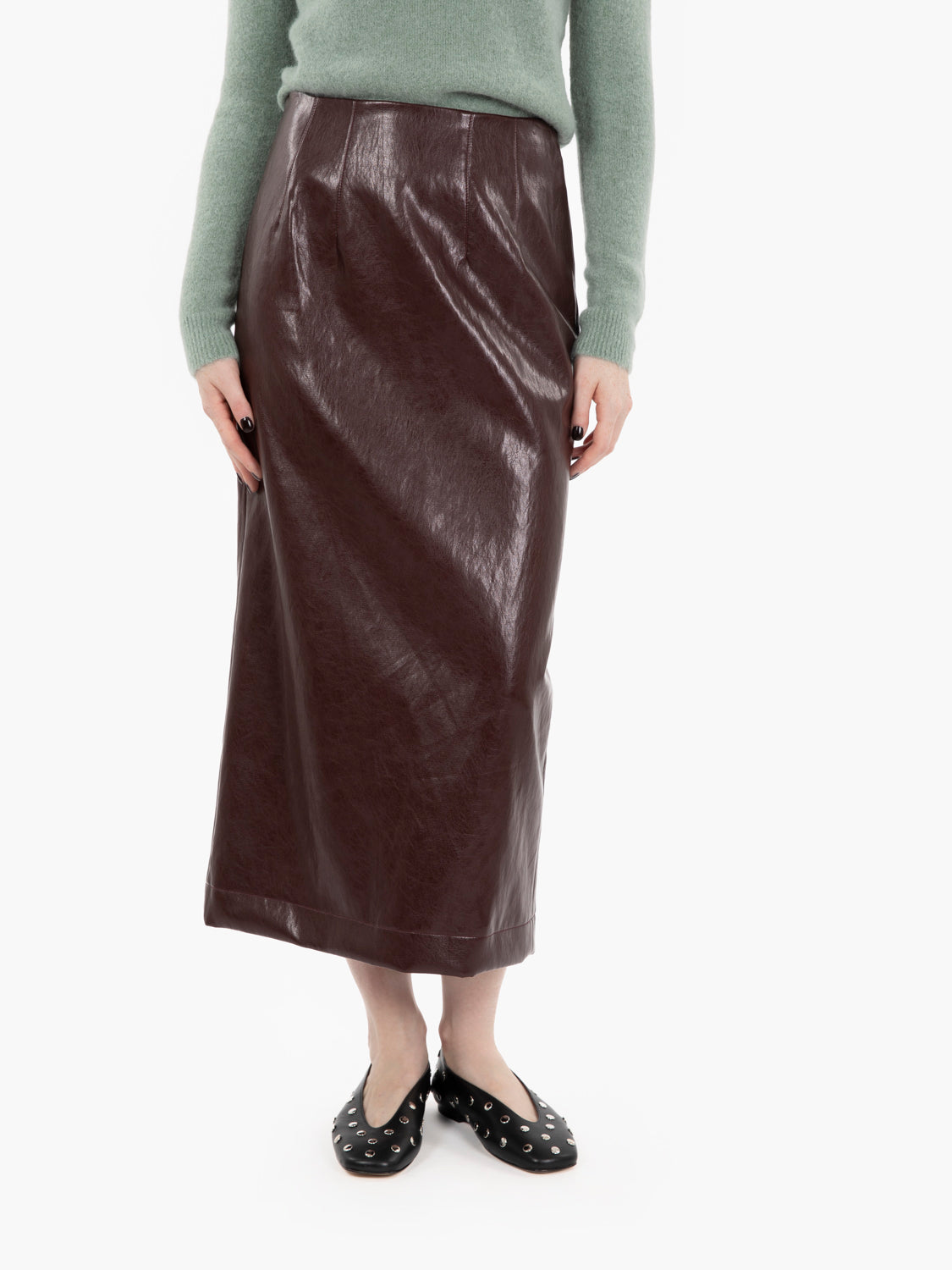 Barolo faux leather midi skirt