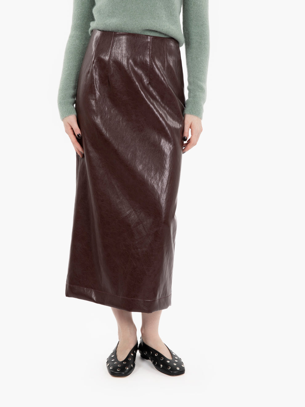 Barolo faux leather midi skirt