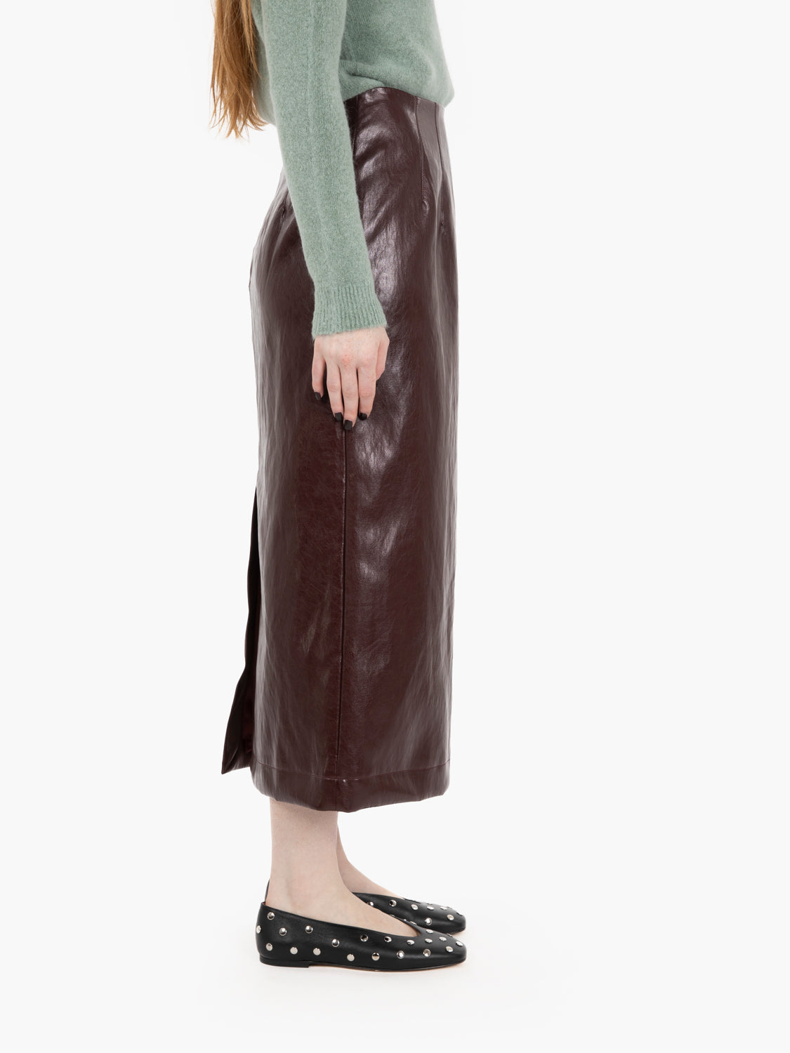 Barolo faux leather midi skirt