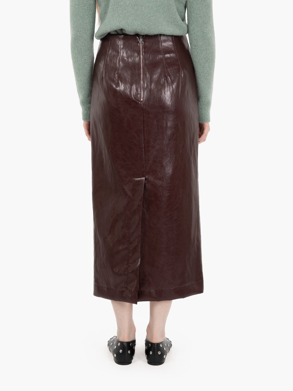 Barolo faux leather midi skirt