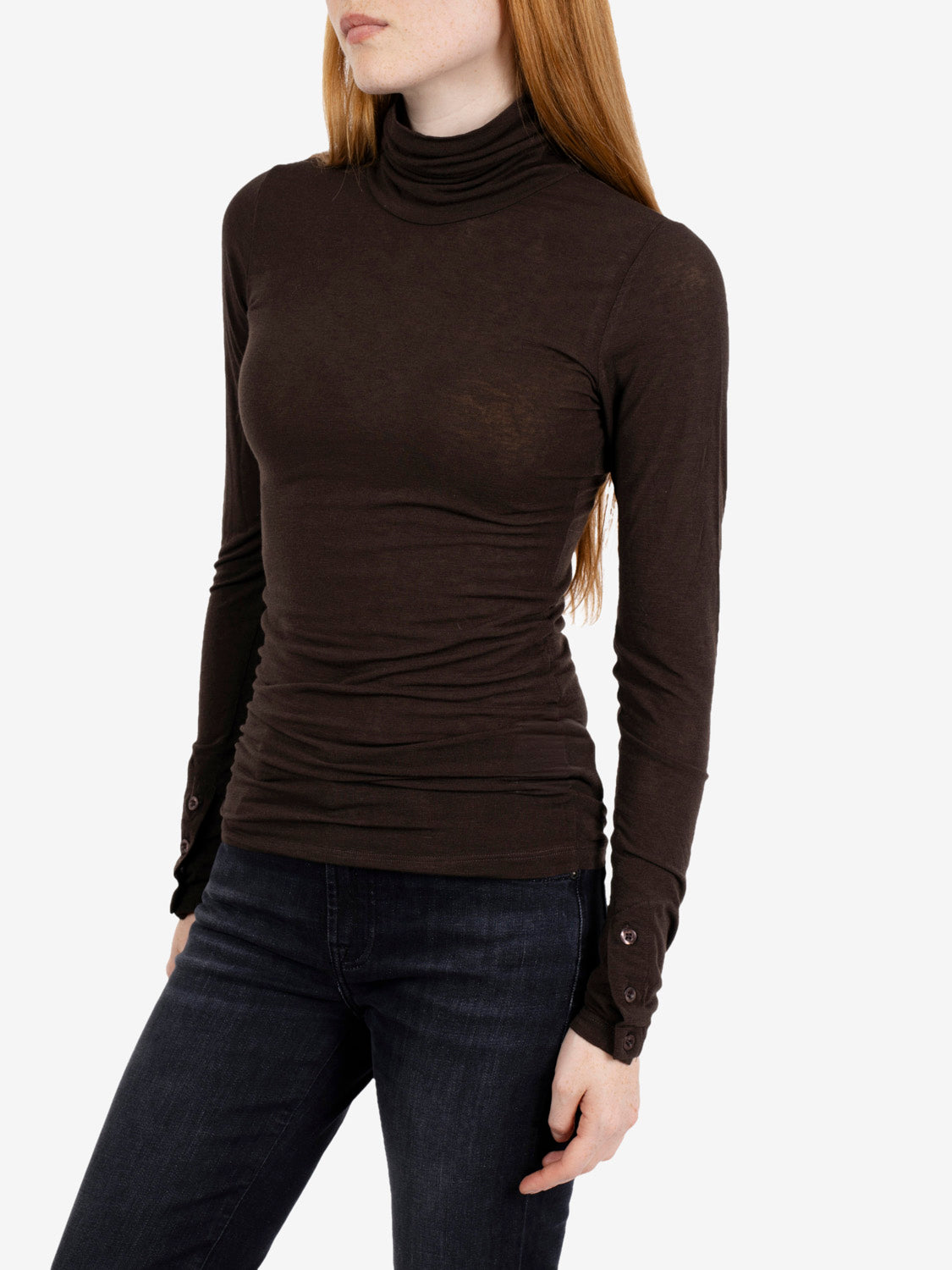 Maglia fina collo alto cocoa