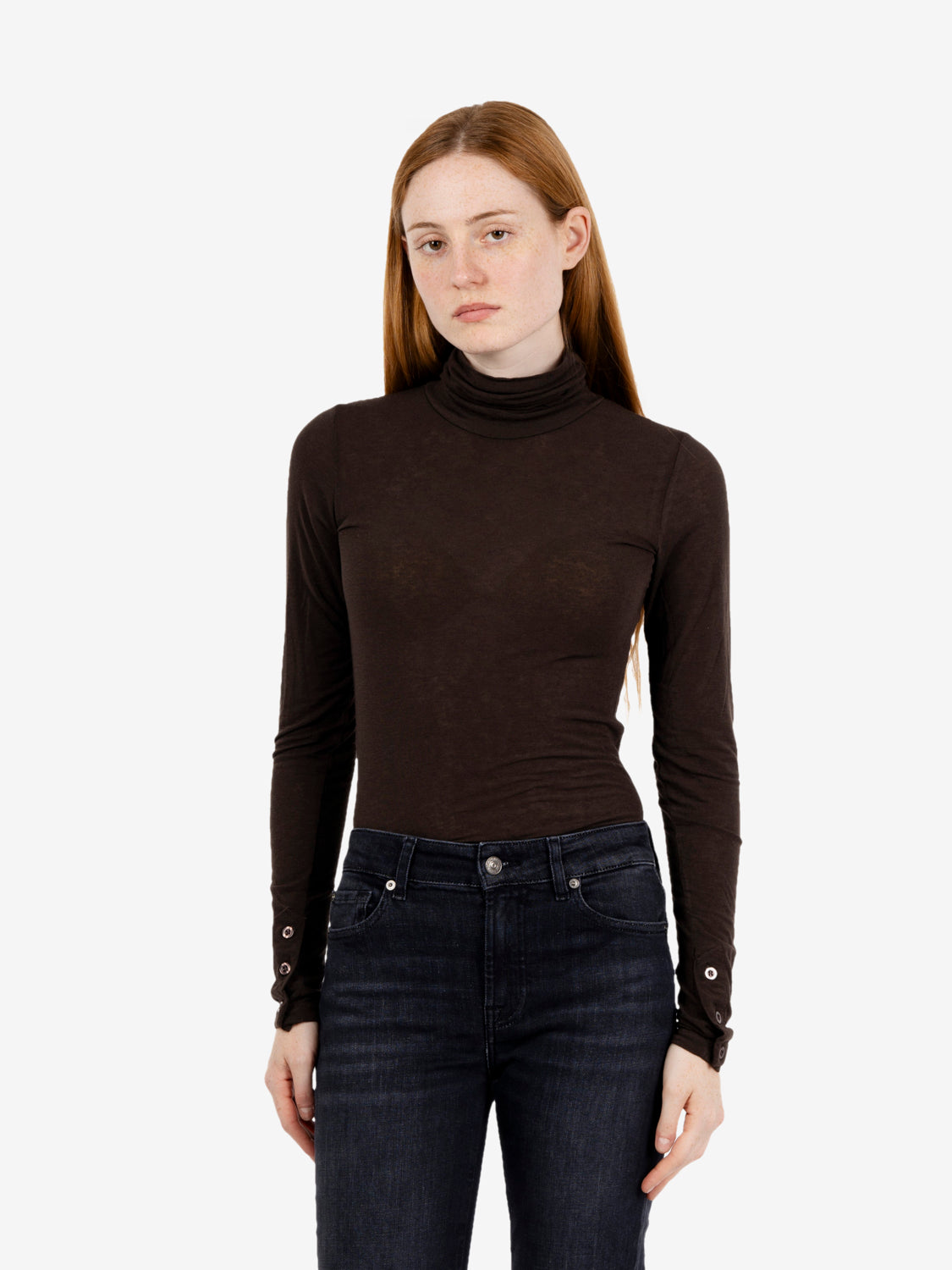 Maglia fina collo alto cocoa