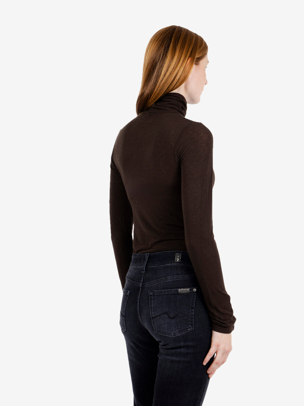 Maglia fina collo alto cocoa
