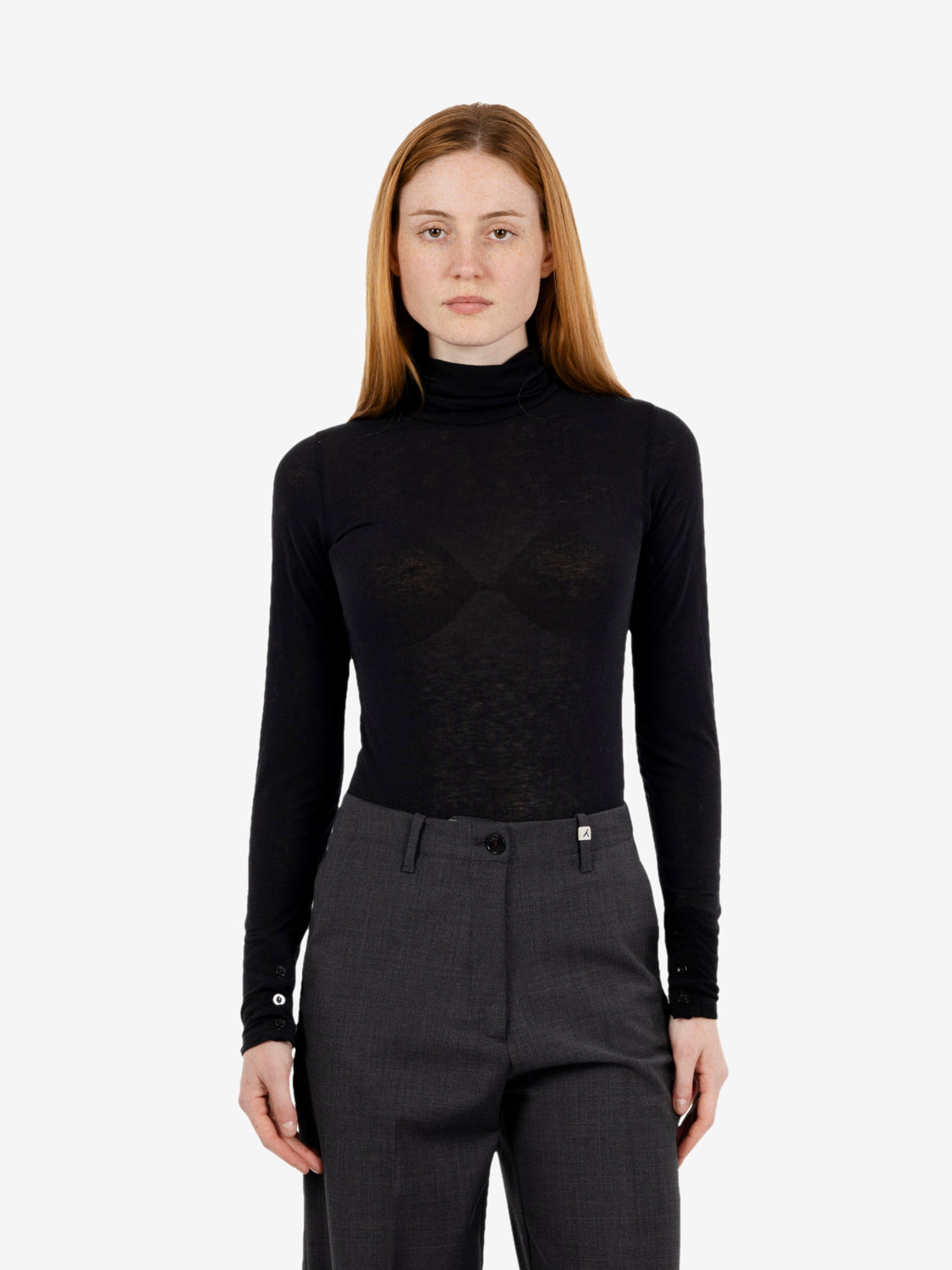 Maglia fina collo alto nero