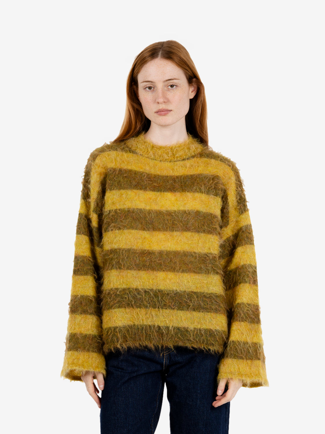 Maglione a righe misto mohair giallo
