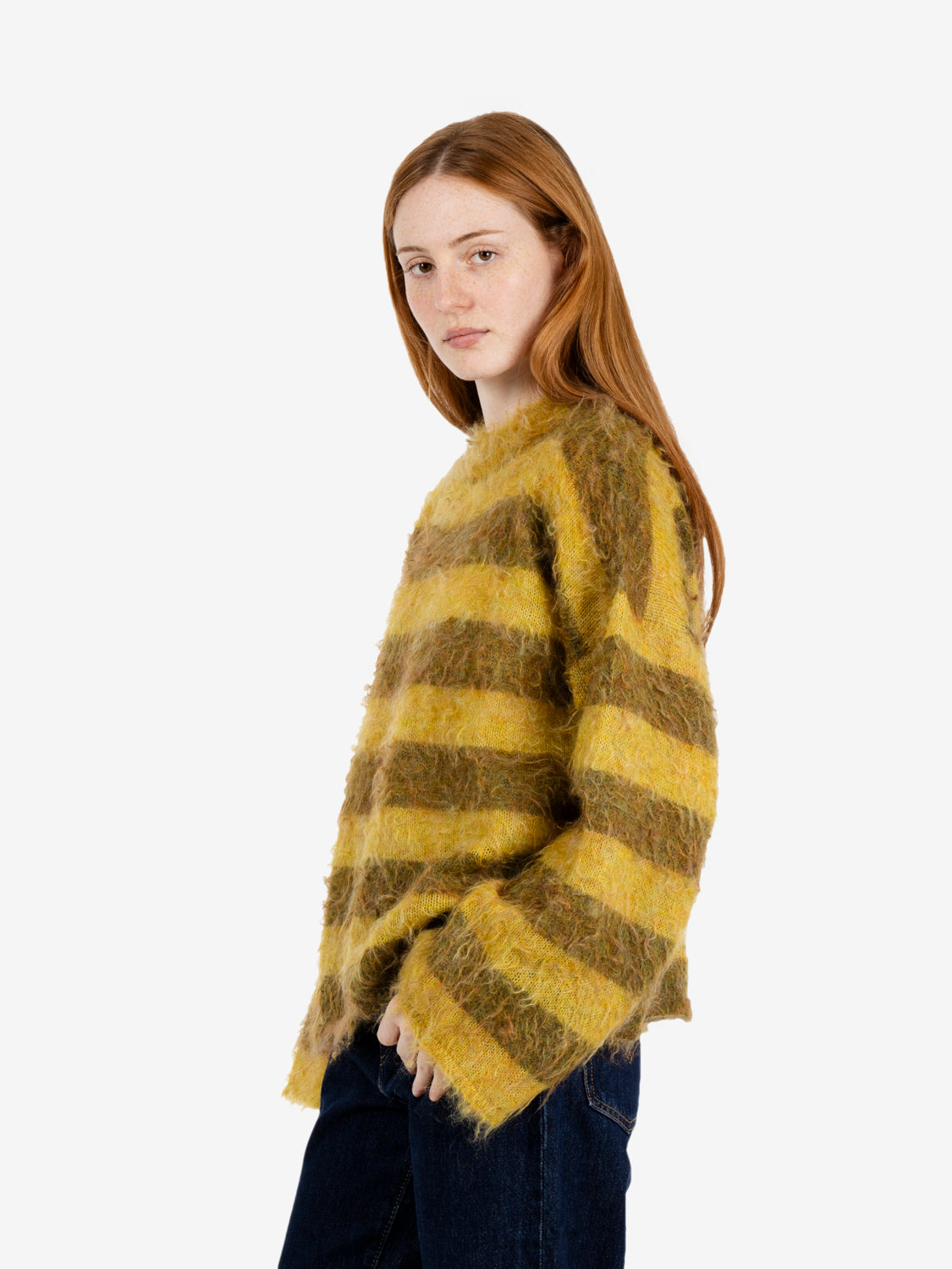 Maglione a righe misto mohair giallo