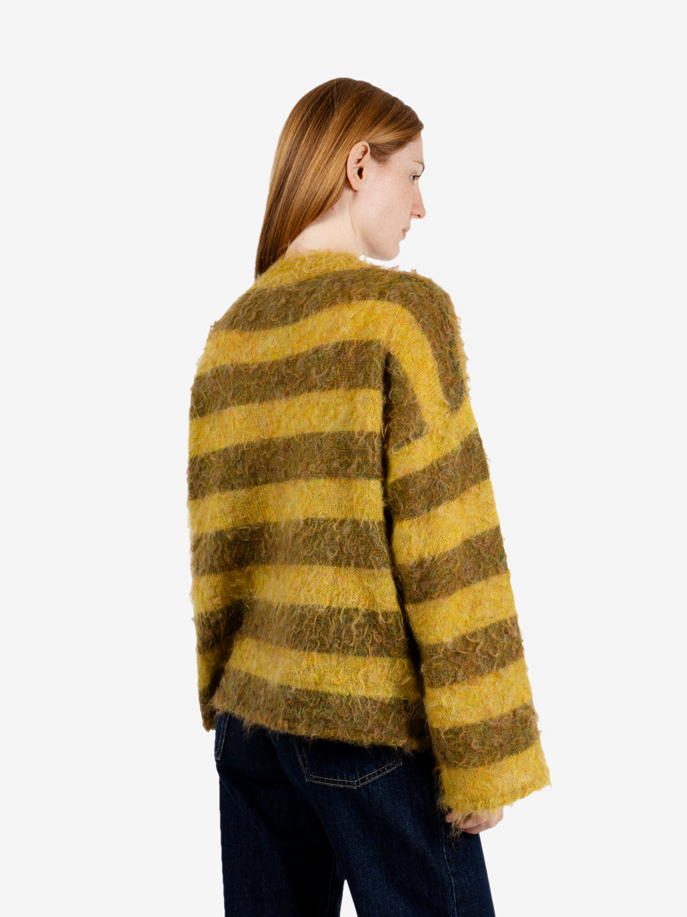 Maglione a righe misto mohair giallo