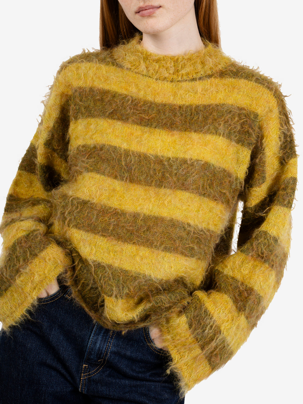 Maglione a righe misto mohair giallo