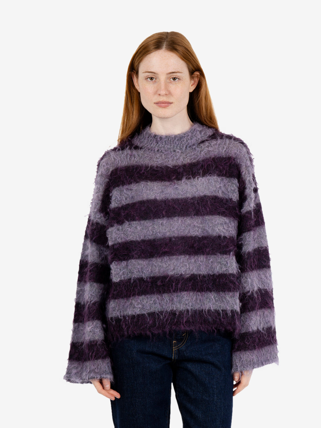 Maglione a righe misto mohair purple