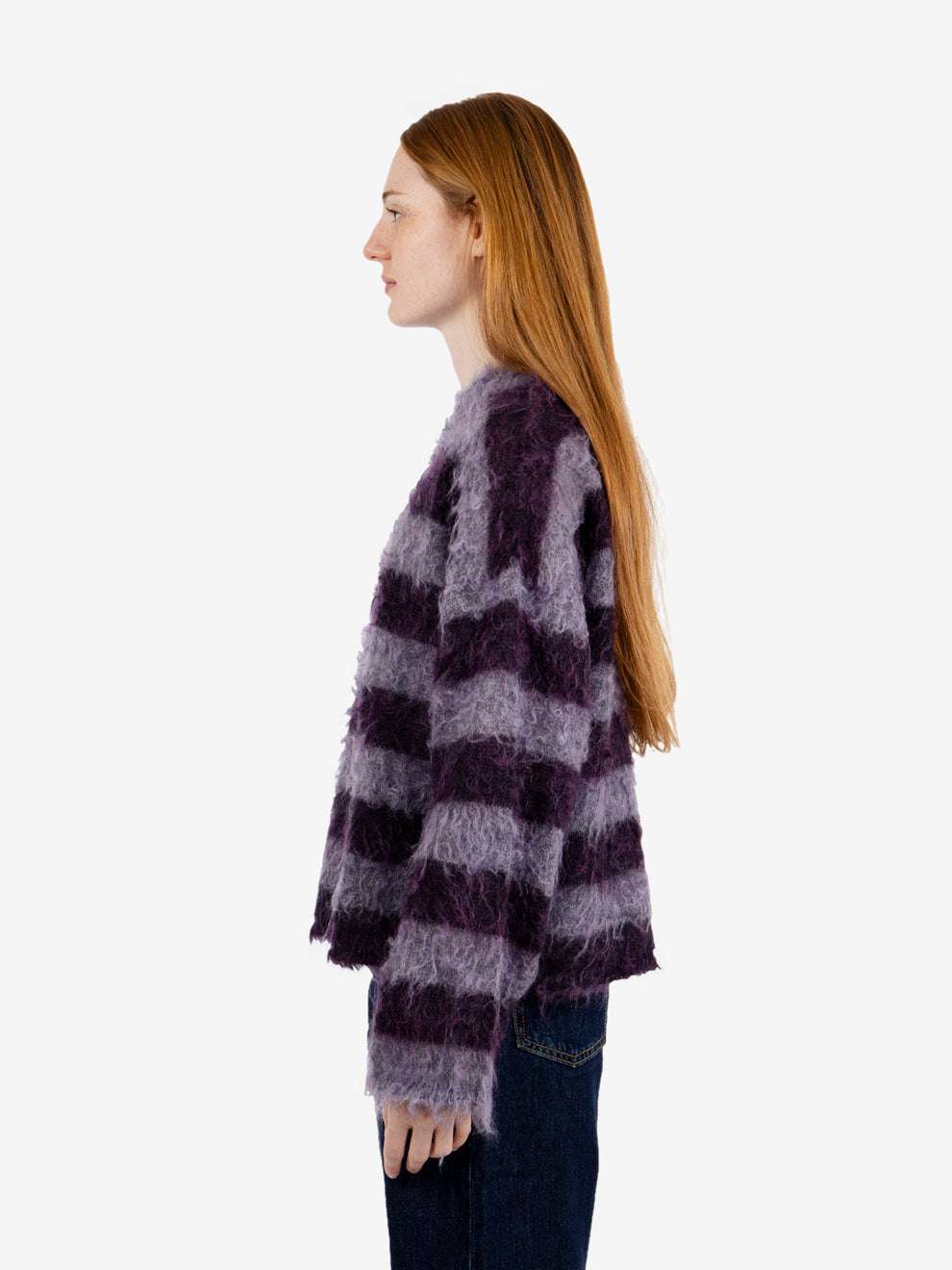Maglione a righe misto mohair purple