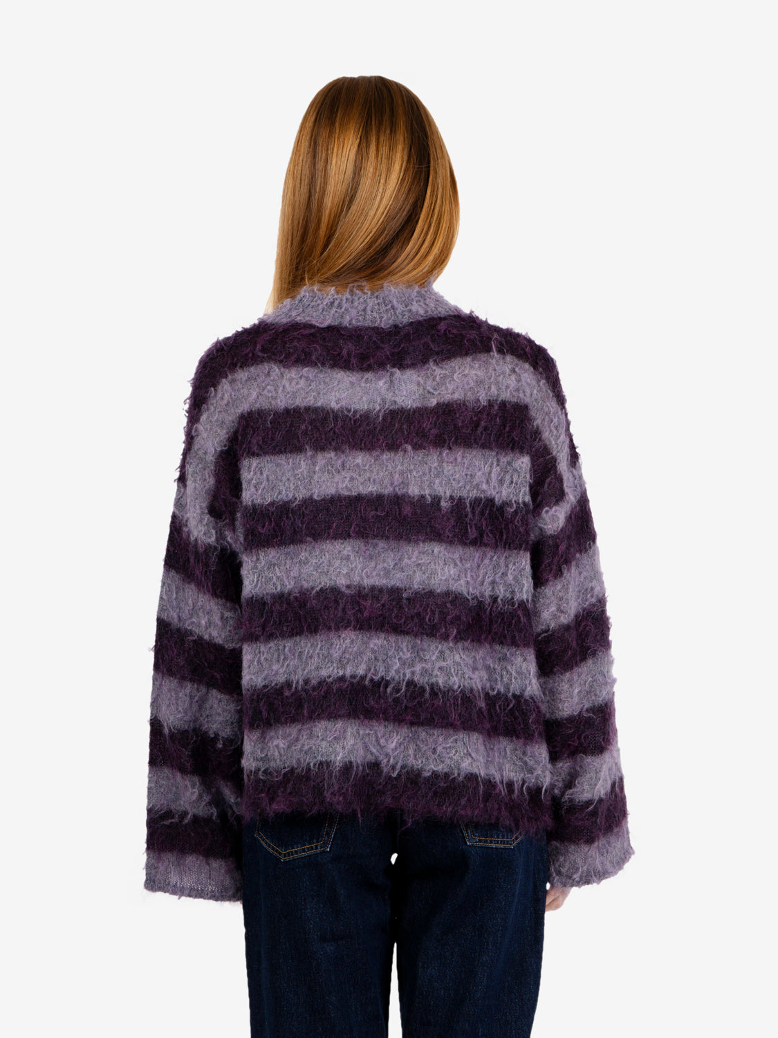 Maglione a righe misto mohair purple