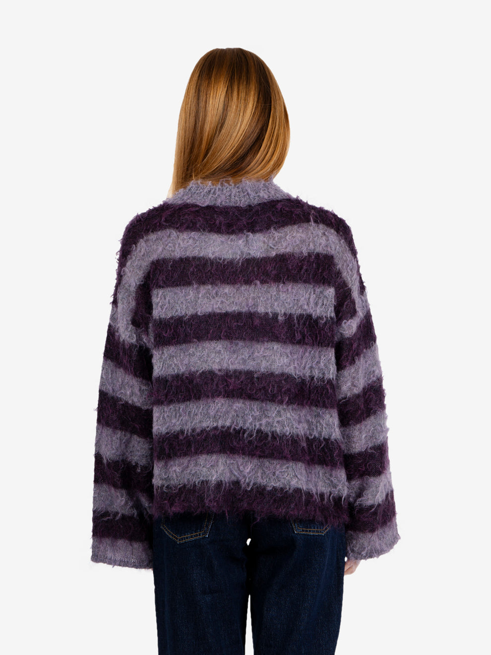 Maglione a righe misto mohair purple