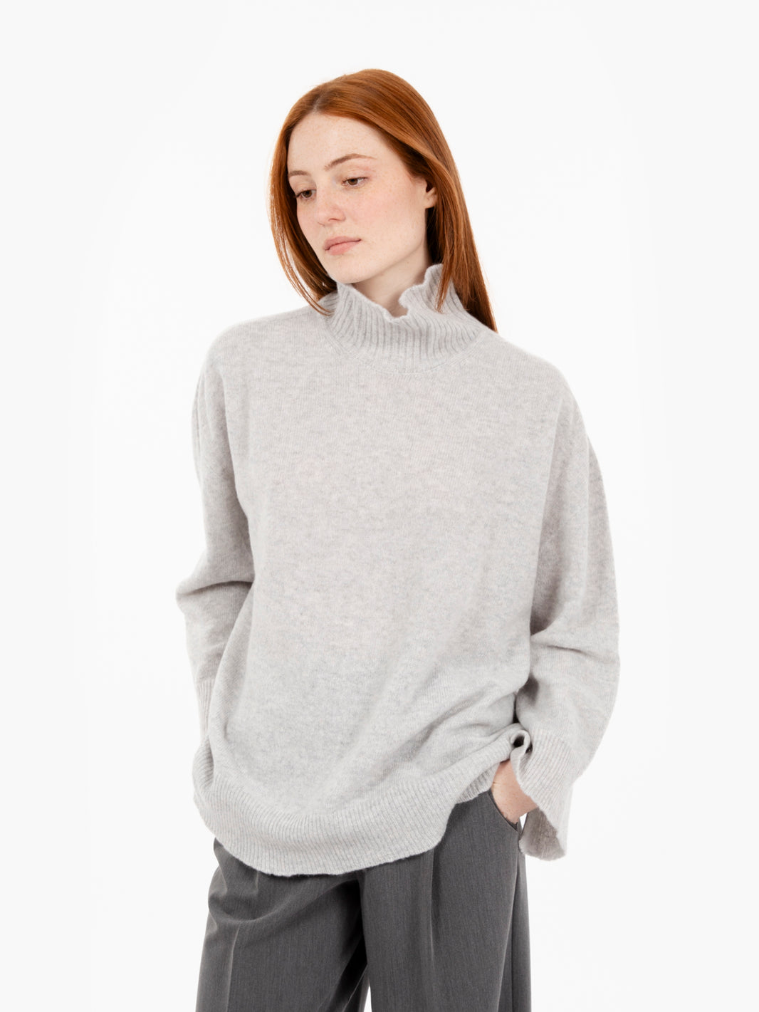 Grey high neck wide sweater