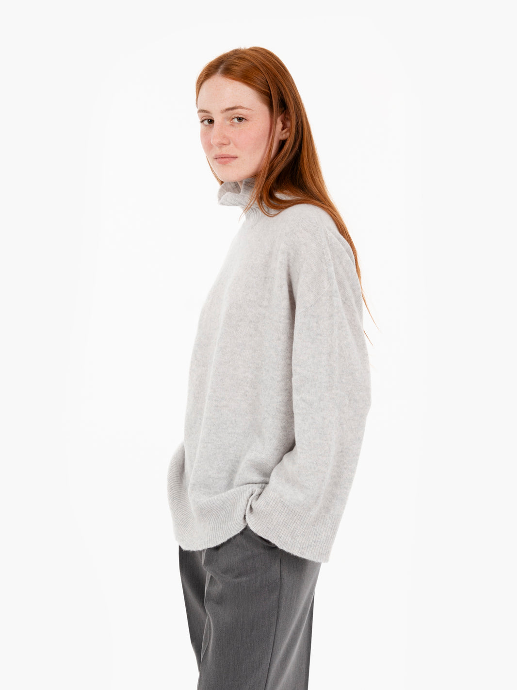 Grey high neck wide sweater