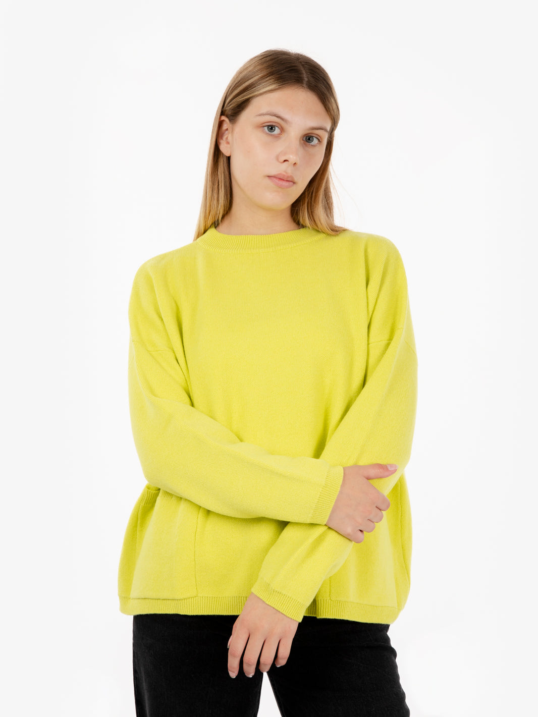Boxy fit sweater with pockets lime