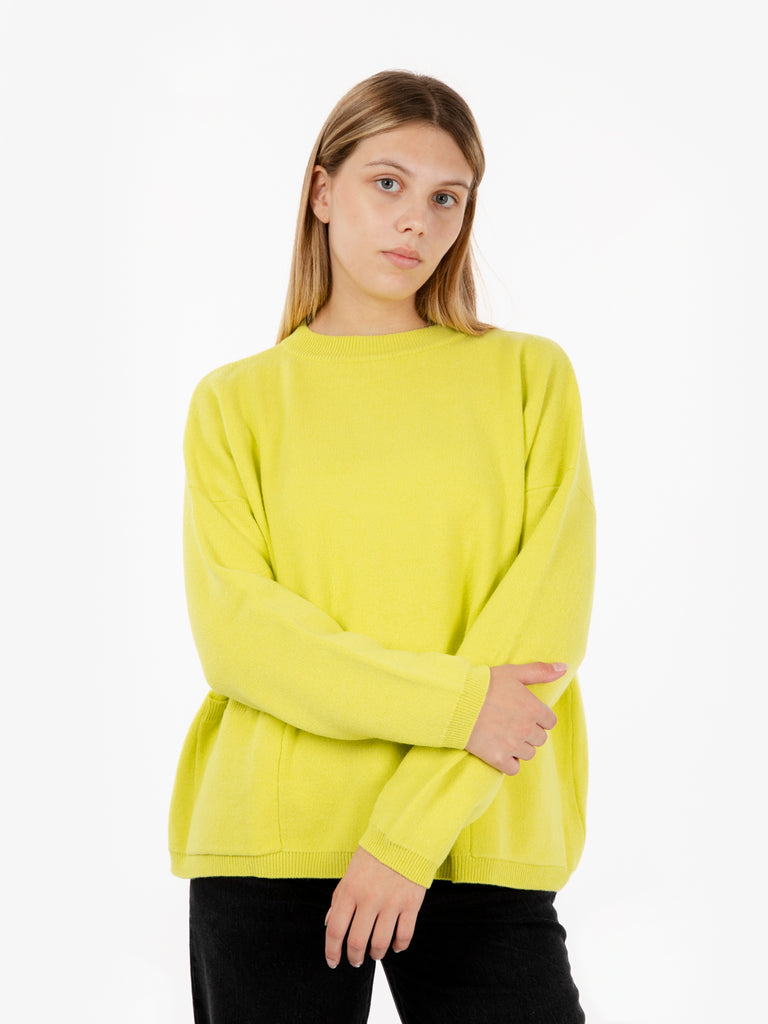 SOLOTRE - Maglione boxy fit con tasche lime