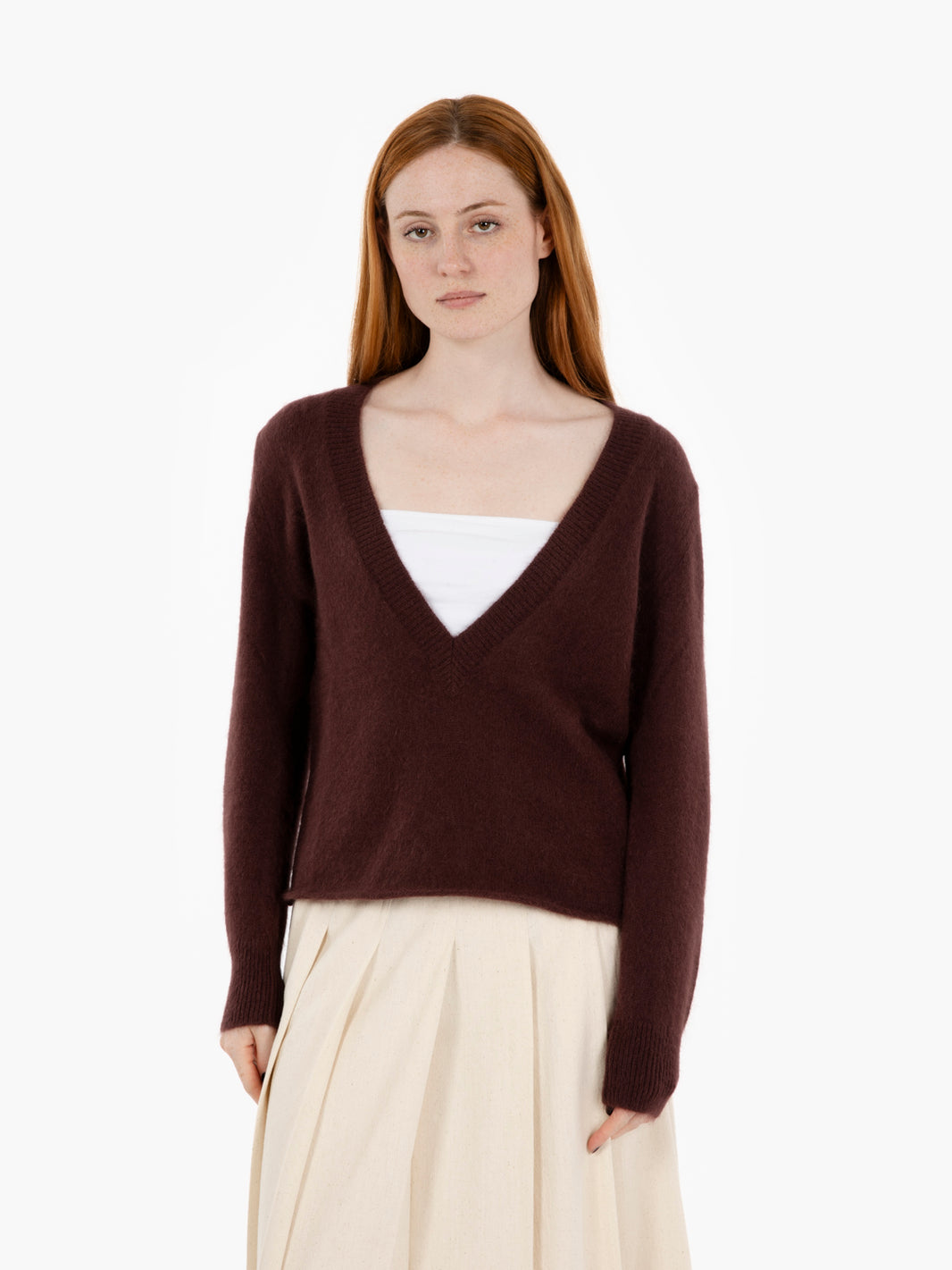 Maglione con scollo a v fondente