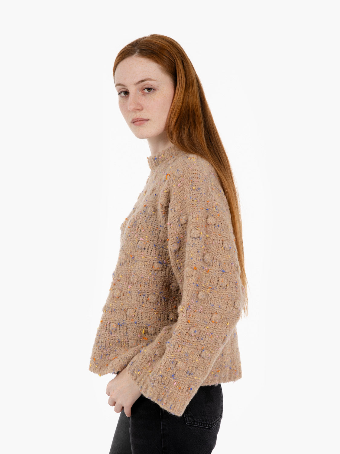 Buttoned effect sweater in mou / multicolor