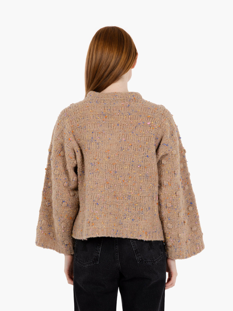 Buttoned effect sweater in mou / multicolor